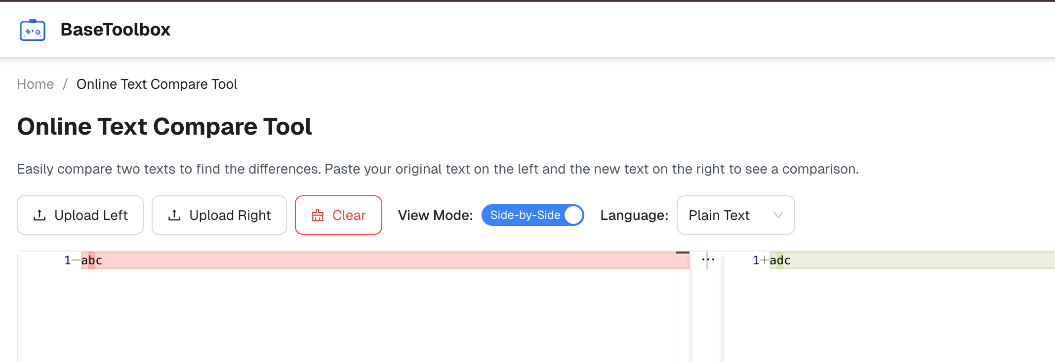 Highlighted Differences Screenshot